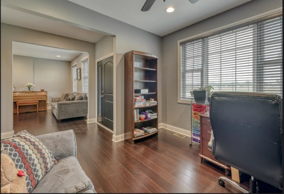 Open living area with piano nook